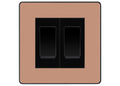 BG Evolve Polished Copper 2 Gang 20AX 2-Way Switch Custom Grid – Black Insert