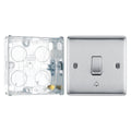 BG Nexus Brushed Steel 10AX Bell Push Switch NBS14 with 25mm Steel Back Box