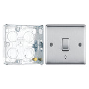 BG Nexus Brushed Steel 10AX Bell Push Switch NBS14 with 25mm Steel Back Box by British General (BG-NBS14+HGS02)