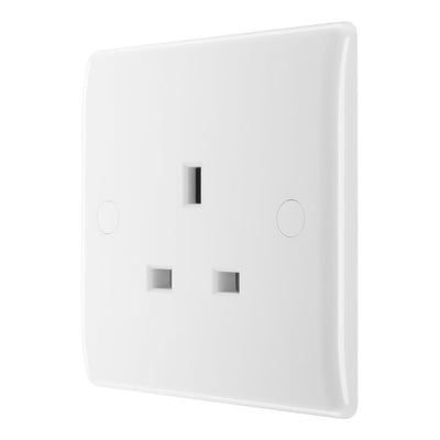 BG Nexus 13A Single Unswitched Power Socket White & 32mm Pattress Back Box