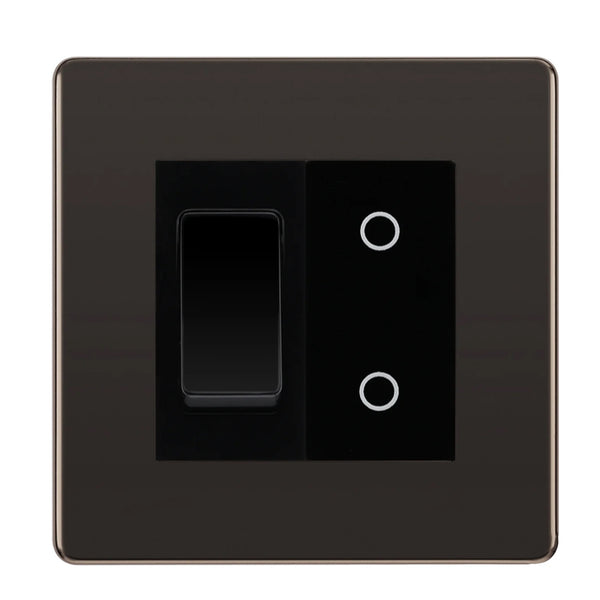 BG Black Nickel Screwless 2 Gang Custom Switch 1x 2 Way Switch 1x Master Touch Dimmer Black Inserts