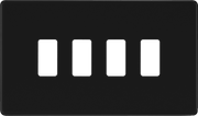 BG RFFB4 Screwless Matt Black Steel 4 Gang Front Cover Plate