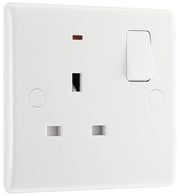 BG 825 Moulded Round Edge | White | 1 Gang 13A 1 Pole Neon Switched Socket by British General (BG-825)