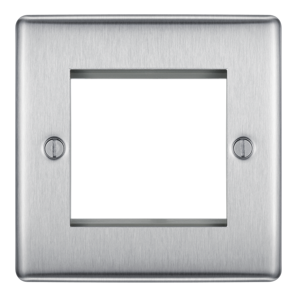 BG Electrical NBSEMS2 Euro Module Nexus Metal 2 Module Square Front Plate Brushed Steel