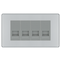 BG Screwless Polished Chrome 4 Gang Secondary Telephone Socket, Screw Terminal - Grey Insert