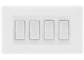 BG White Moulded 4-Gang Light Switch 2x 2-Way + 2x Intermediate – White Inserts