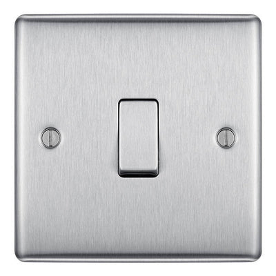 BG NBS13 Nexus Metal Brushed Steel 1 Gang 10A 10AX Intermediate Plate Switch
