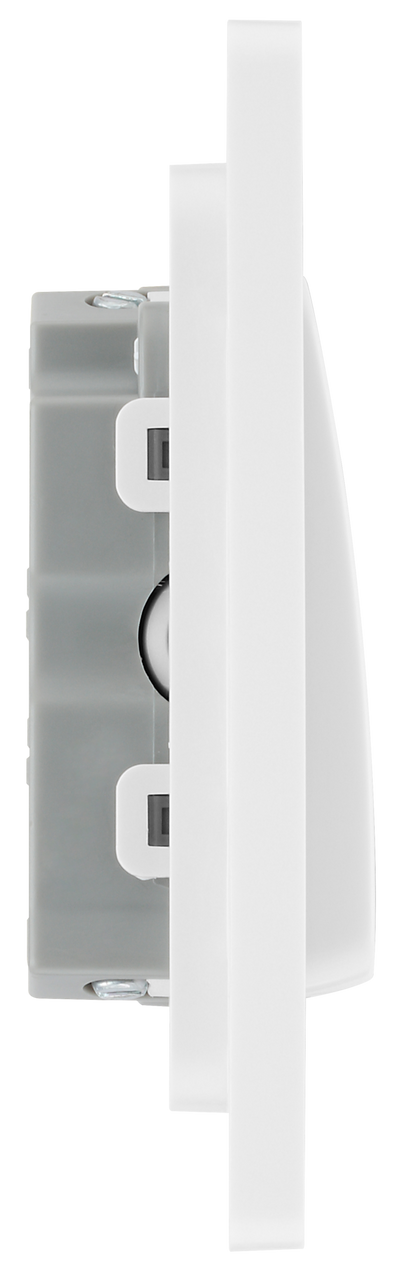BG PCDBS15W Brushed Steel Evolve 10A 3 Pole Fan Isolator - White Insert