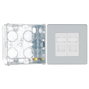 BG Screwless Polished Chrome RJ45 Double Data Outlet FPCRJ452 with 35mm Steel Back Box by British General