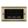 BG Nexus Antique Brass 3 Gang Secondary Telephone Socket, Screw Terminal - Black Insert