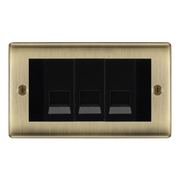 BG Nexus Antique Brass 3 Gang Secondary Telephone Socket, Screw Terminal - Black Insert by British General (BG-NAB3GEMBTSSB)