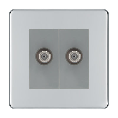 BG Screwless Polished Chrome Double Satellite Socket FPC642G by British General (BG-FPC642G)