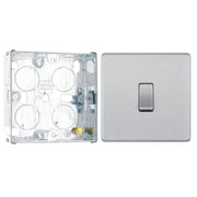 BG Screwless Brushed Steel 20A 16AX Intermediate Light Switch FBS13 with 25mm Steel Back Box by British General (BG-FBS13+HGS02)