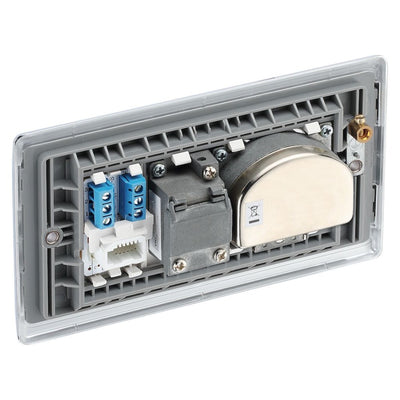 BG Nexus Polished Chrome Quadplex TV FM SAT (x2) NPC69 with 25mm Steel Back Box