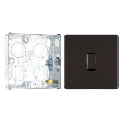 BG Screwless Black Nickel 20A 16AX Intermediate Light Switch FBN13 with 25mm Steel Back Box