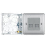 BG Nexus Brushed Steel Double Master Telephone Socket NBSBTM2 with 25mm Steel Back Box by British General (BG-NBSBTM2+HGS02)