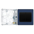 BG Evolve Matt Blue 2 Gang 20A 16AX 2 Way Wide Rocker Light Switch PCDDB42WB with 25mm Steel Back Box