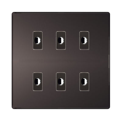 BG Nexus Screwless Black Nickel 6 Gang Flex Outlet Socket