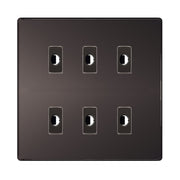 BG Nexus Screwless Black Nickel 6 Gang Flex Outlet Socket by British General (BG-SCL-BN-6G-FLEX-OUTLET-SOCKET)