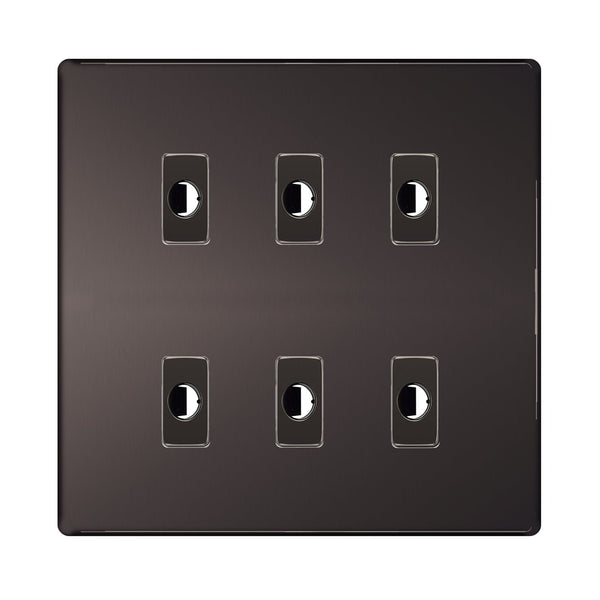 BG Nexus Screwless Black Nickel 6 Gang Flex Outlet Socket