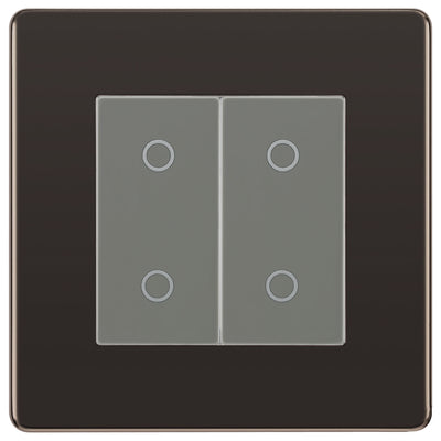 BG Nexus Screwless Black Nickel Double Secondary Touch Dimmer Switch Grey Inserts by British General (BG-EMTDSG+FBNEMS2)