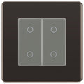 BG Nexus Screwless Black Nickel Double Secondary Touch Dimmer Switch Grey Inserts