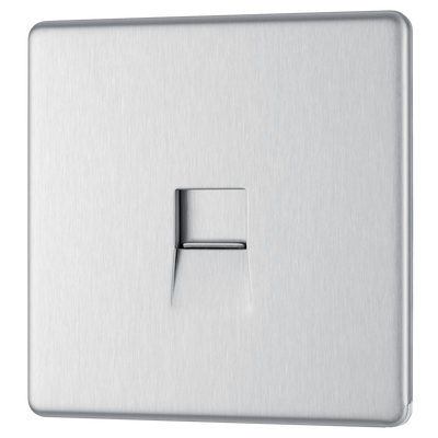 BG Electrical FBSBTS1 Nexus Screwless Flat-Plate Single Slave Telephone Socket Brushed Steel by British General (BG-FBSBTS1-Shopify-SA_1)