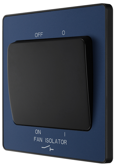 BG PCDDB15B Matt Blue Evolve 10A 3 Pole Fan Isolator - Black Insert