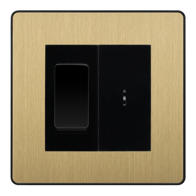BG Evolve Satin Brass 20A Secret Key Switch with 20A Double Pole Switch - Black Insert