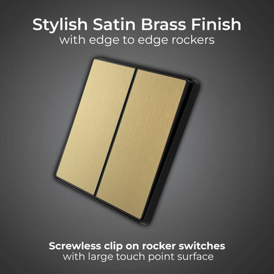 BG Evolve Satin Brass 2 Gang 2-Way 20A Edge to Edge Rocker Light Switch | PCDSB42EB by British General (BG-PCDSB42EB)