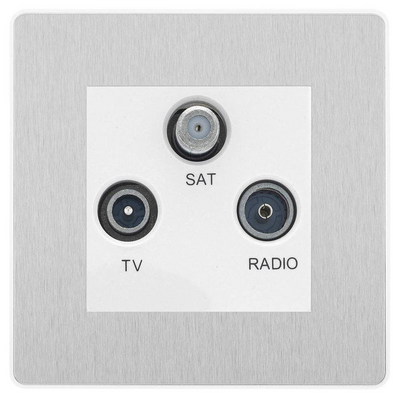 BG Evolve Brushed Steel TV/FM/SAT Socket PCDBSTRIW