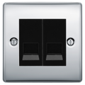 BG Nexus Polished Chrome Double Secondary Telephone Socket, Screw Terminal - Black Insert