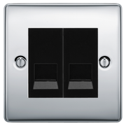 BG Nexus Polished Chrome Double Secondary Telephone Socket, Screw Terminal - Black Insert by British General (BG-NPCEMS2+EMBTSSB)