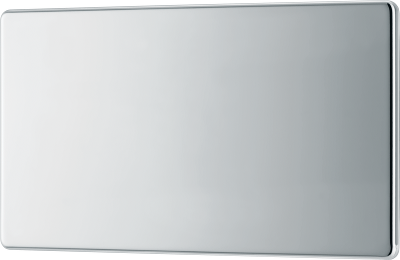 BG Electrical FPC95 Nexus Screwless Flat-Plate Double Blank Plate Polished Chrome
