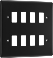 BG RNFB8 Nexus Metal Matt Black 8 Module Grid Front Plate by British General (BG-RNFB8)