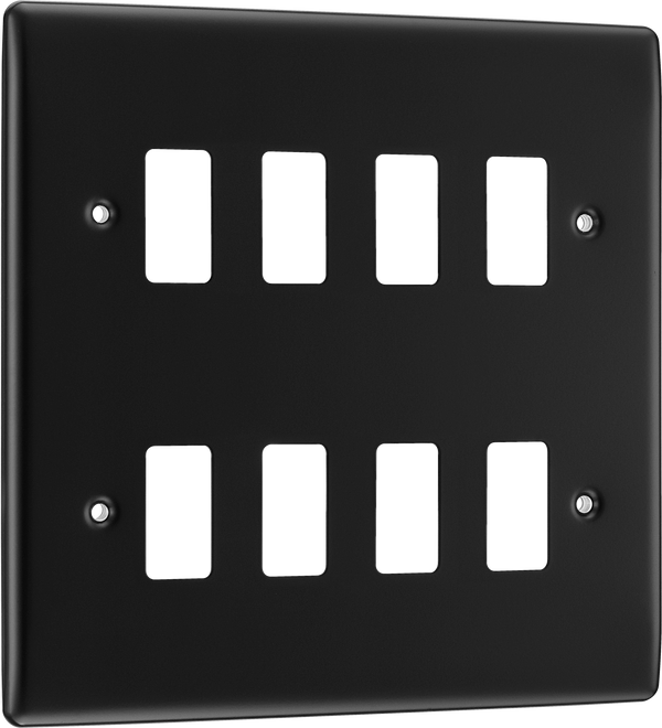 BG RNFB8 Nexus Metal Matt Black 8 Module Grid Front Plate