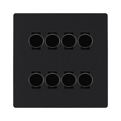 BG Evolve Matt Black 8 Gang Trailing Edge LED Dimmer Light Switch 2 Way Custom Switch by British General (Evolve-MB-CUSTOM-8GANG-8xDIMMER- 2WAY)