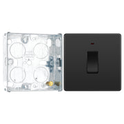 BG Evolve Black Chrome 20A 2 Pole LED Switch PCDBC31B with 25mm Steel Back Box