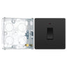 BG Evolve Black Chrome 20A 2 Pole LED Switch PCDBC31B with 25mm Steel Back Box by British General