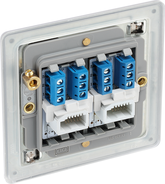 FBSBTS2 Back - This Secondary telephone socket from British General uses a screw terminal connection and should be used for additional telephone points which feed from the master telephone socket.