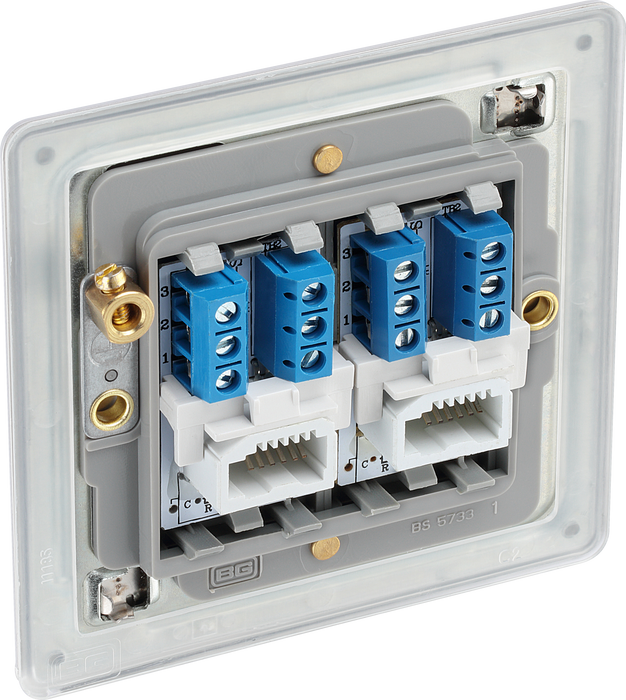 FBSBTS2 Back - This Secondary telephone socket from British General uses a screw terminal connection and should be used for additional telephone points which feed from the master telephone socket.