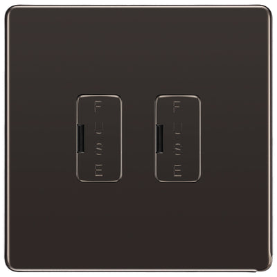 BG Screwless Black Nickel 2 Gang Unswitched Fused Spur 13 Amp Connection Unit