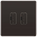 BG Screwless Black Nickel 2 Gang Unswitched Fused Spur 13 Amp Connection Unit