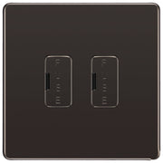 BG Screwless Black Nickel 2 Gang Unswitched Fused Spur 13 Amp Connection Unit by British General (Screwles-BN-2G-UNSWITCHED-FUSED-SPUR-13A)