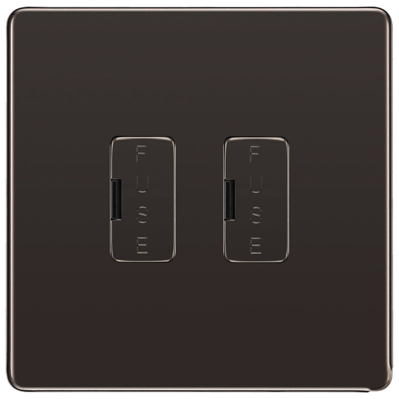 BG Screwless Black Nickel 2 Gang Unswitched Fused Spur 13 Amp Connection Unit