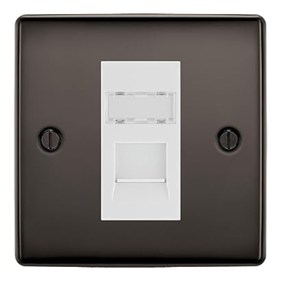 BG Nexus Black Nickel Single 1 Gang RJ45 Data Socket NBNRJ451W White Insert by British General