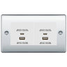 BG Polished Chrome 4G Euro Plate with 45W USB A+C Charger Modules - White Insert by British General (BG-NPCEMR4+EMUSBAC45W)