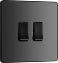 BG Evolve PCDBC42B Black Chrome 2 Gang 20A 16AX 2 Way Light Switch - Black Insert