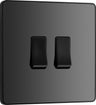 BG Evolve PCDBC42B Black Chrome 2 Gang 20A 16AX 2 Way Light Switch - Black Insert by British General (BG-PCDBC42B-Shopify-SA_1)