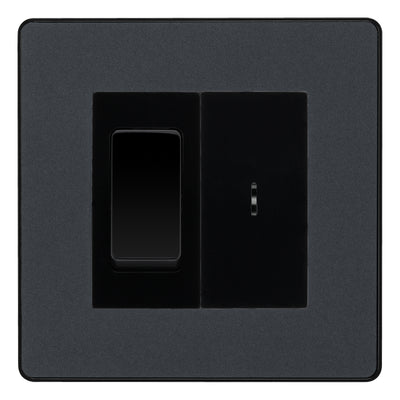 BG Evolve Matt Grey 2 Way Single Pole Key Switch with 2 Way Single Pole Switch, Key Included - Black Insert